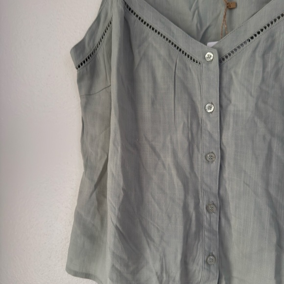 Becool Top Women Large Green V-Neck Sleeveless Spaghetti Strap Rayon - Picture 2 of 10